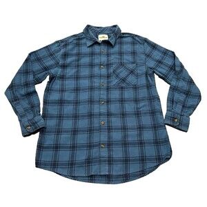 Northeast Outfitters Men's Collard Button Up Shirt Flannel Blue Plaid Large Soft